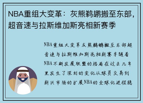 NBA重组大变革：灰熊鹈鹕搬至东部，超音速与拉斯维加斯亮相新赛季