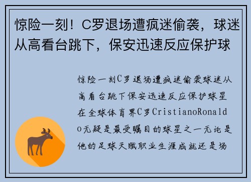 惊险一刻！C罗退场遭疯迷偷袭，球迷从高看台跳下，保安迅速反应保护球星！